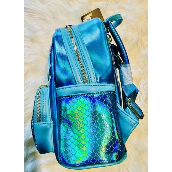 *NEW LE 324* Loungefly King Triton Sequin Mini Backpack - Picture 3 of 6